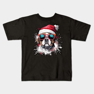 Magical Christmas French Bulldog in the snow: cute four-legged friend with festive hat Kids T-Shirt